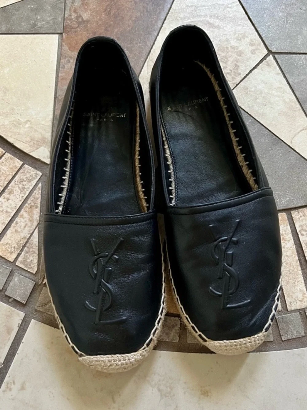 Saint Laurent Black Lambskin Espadrilles size 6.5